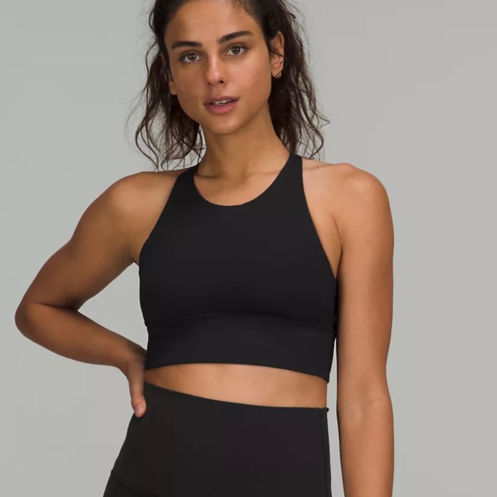 Black Lululemon Energy High-Neck Longline Bra
